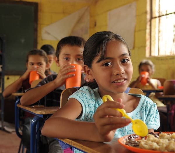 Children receiving meals at school